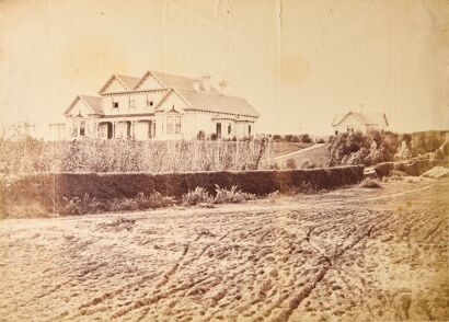 WILLIAM JAMES HARDING Photographs of two homesteads in Whanganui. Sandridge Hall and Looking across the Whanganui River towards Durie Hill