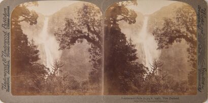UNDERWOOD & UNDERWOOD PUBLISHERS Two Photographs of the South Island by Underwood & Underwood Including Sutherland Falls and Jervois Glacier