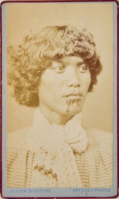 BURTON BROTHERS Two Carte de visite studio portraits of an unidentified wahine Māori.
