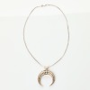 Silver / 18ct Rose Gold, Antique, 5.86ct Diamond / 0.22ct Sapphire Crescent Pendant on 47cm Chain - 2