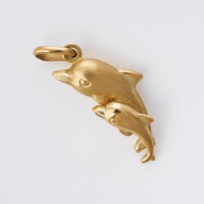 14ct Yellow Gold, Hollow Dolphin Charm