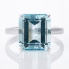 18ct White Gold, 6.74ct Modern, Aquamarine Cocktail Ring - Near new