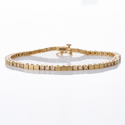 14ct Yellow Gold, 18cm, 0.85ct Diamond Flexible Link Bracelet