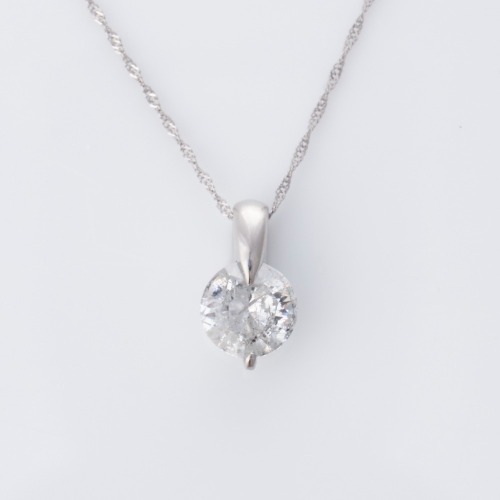 Platinum, 1.02ct Diamond Pendant on Platinum Chain