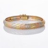 14ct Tricolour Gold, 17.5cm, Italian, Rectangular Link Bracelet