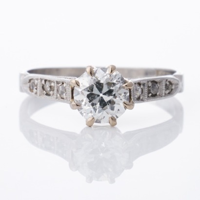 Platinum, 0.64ct Diamond / 0.06ct Diamond Solitaire Ring