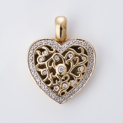 18ct Yellow Gold, 0.30ct Diamond Heart Enhancer Pendant