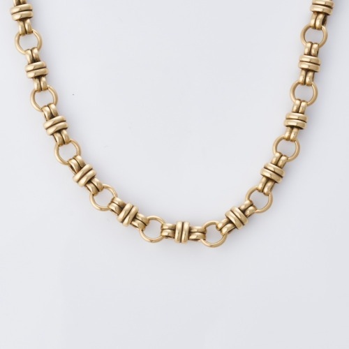 9ct Yellow Gold, 53cm Handmade, Fancy Link Necklace