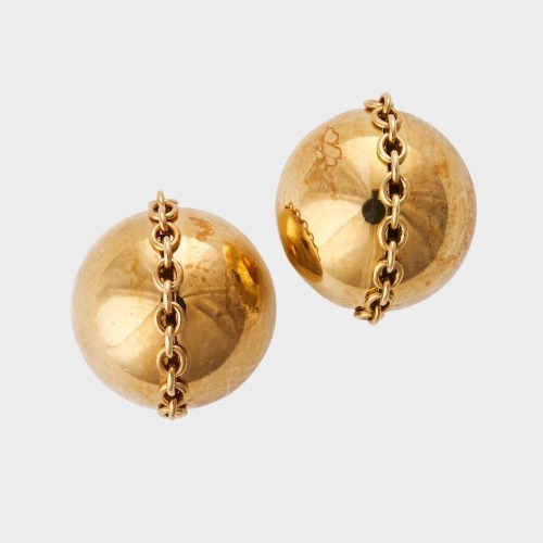 Tiffany & Co. 18ct Yellow Gold, 'Hardware Collection' Ball Earrings with Box