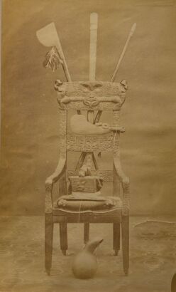 WILLIAM JAMES HARDING Chair carved by Putiki Māori and presented to Reverend Richard Taylor as a personal gift