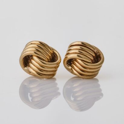 9ct Yellow Gold, 7.5mm Knot Stud Earrings