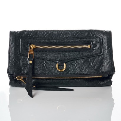 Louis Vuitton, Navy Infini Empreinte Petillante Clutch with Box