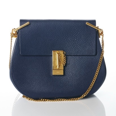 Chloe, Navy Leather Drew Shoulder Bag