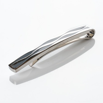 Omega, Stainless Steel, Light Blue Enamel Tie Clip with Box - Near new
