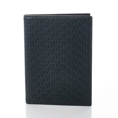 Omega, Black Logo Embossed Passport Holder - Near new