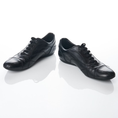 Louis Vuitton, Black Leather Trainers with Box, Size 11