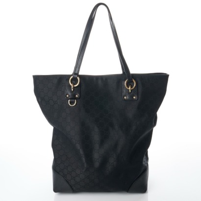 Gucci, Black GG Denim Tote