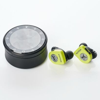 Louis Vuitton, Horizon, Neon Yellow Wireless Bluetooth Earbuds with Charging Case