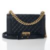 Chanel, Navy Caviar Boy Bag, Size New Medium