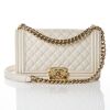 Chanel, White Lambskin Boy Bag, Size New Medium
