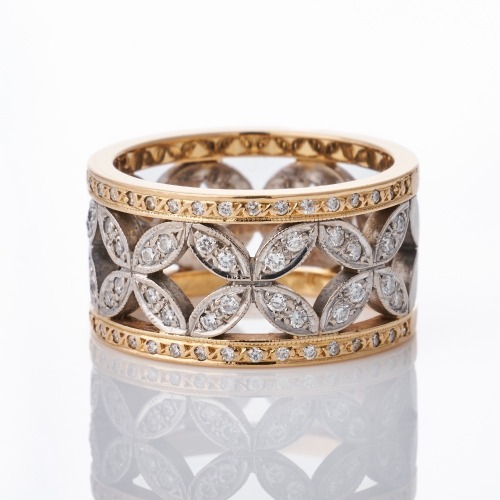 Midas Diamond Jewellers, 18ct Rose / White Gold, 0.44ct Diamond Set Dress Ring with Box
