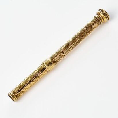 18ct Yellow Gold, Butler & Co, London XVIII Pushout Propelling Pencil with Bloodstone Finial circa. 1836-1849