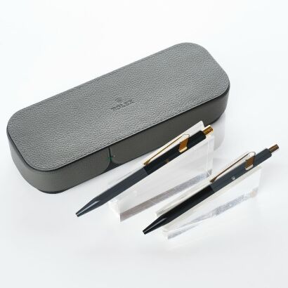 Rolex, Leather Stationery Case with 2 x Caran D'Ache Rolex Ballpoint Pens with Box - Near new