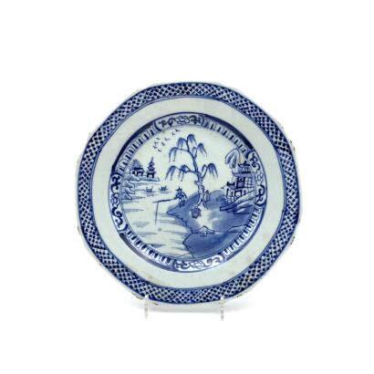 A Chinese Blue and White 'Figural and Landscape' Saucer