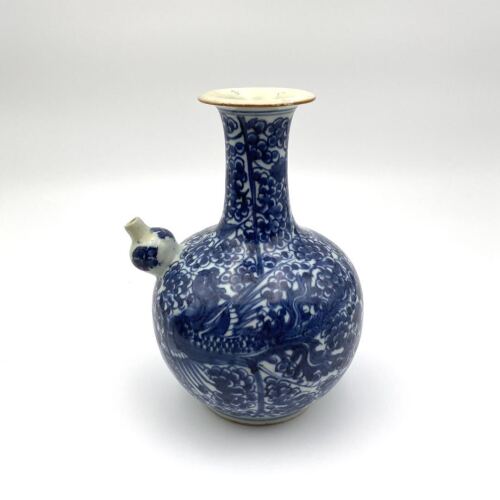 A Blue and White Phoenix and Peony Kendi, Mid-Qing Dynasty