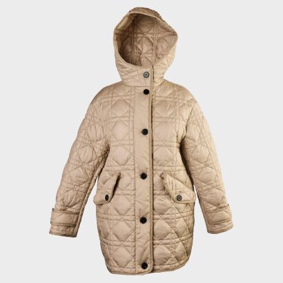 Christian Dior, Beige Coloured MacroCannage Hooded Puffer Jacket, Size S