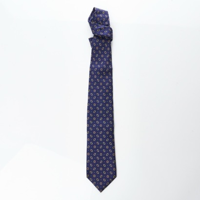 Chopard, 100% Silk, Yellow Rings Navy Tie