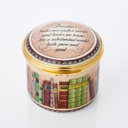 Halcyon Days, Books Motif Enamel Box, with Box