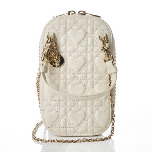Christian Dior, Cream Lambskin Phone Holder with Box