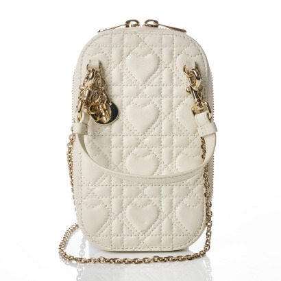 Christian Dior, Cream Lambskin Phone Holder with Box