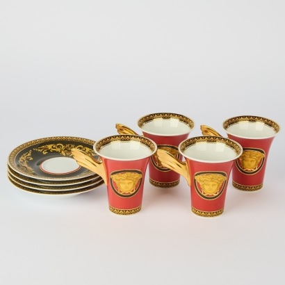 A Set of Four Versace Medusa for Rosenthal Tea Cups