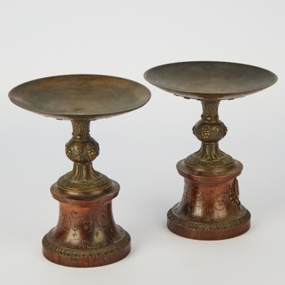 A Pair of Victorian Style Mahogany and Brass Pedestals