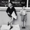 ANS WESTRA Newspaper boys outside Royal Oak Tavern, Cuba Street, Wellington 1960