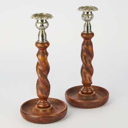 A Pair Of Barely Twist Candle Holders