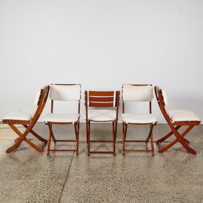 A Set Of Five Triconfort Timber Folding Chairs Ex Cavitt & Co