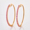 18ct Yellow Gold, 1.80ct Pink Sapphire Hoop Earrings - 2