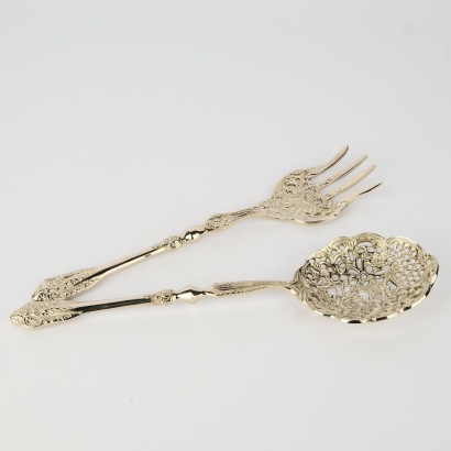 A Pair of Two Vintage Ornate Salad Servers