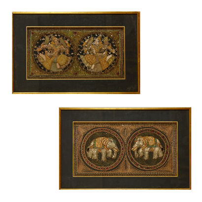 A Pair of Framed Thailand Embordery