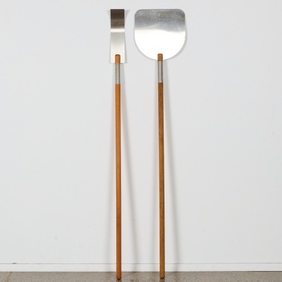 A pair of tall Pizza Oven Tools, Pizza Peel and Shovel