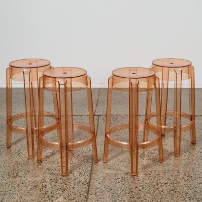 A Set of Four of Charles Ghost Stools by Philippe Starck for Kartell