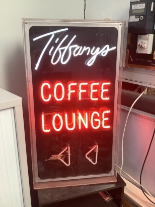 A Vintage Tiffanys Coffee Lounge Neon Sign