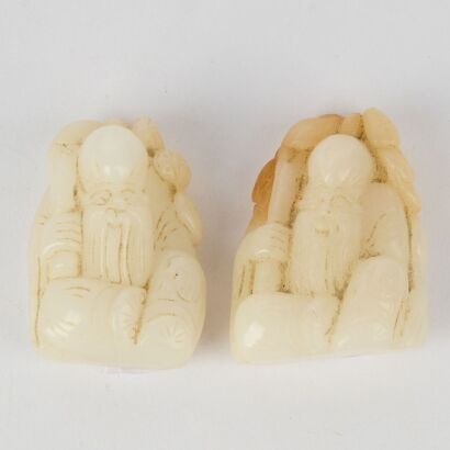 A Set of Two Chinese Jade Carvings of Shoulao