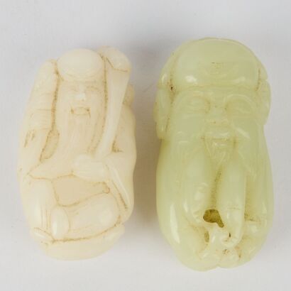 A Set of Two Chinese Jade Carvings of Shouxing