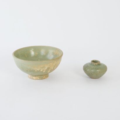 A Set of Two Chinese Celadon-glazed Items