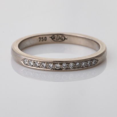 18ct White Gold, Handmade, 0.12ct Diamond Band