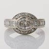 Platinum, Modern, 1.00ct Oval Diamond / 1.09ct Diamond Cluster Ring